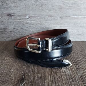 Roundtree & Yorke Black Burnished Cowhide  Lined on Glove Leather Belt 44
